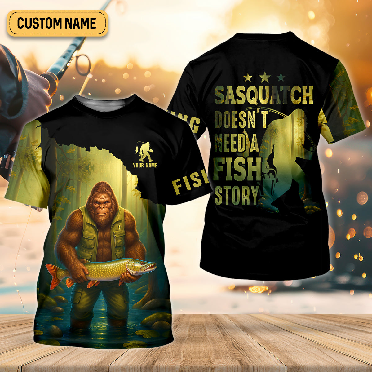 Sasquatch Doesn't Need A Fish Story Funny Fishing Shirt SPF Shirt For Men, Funny Fishing Shirt, Fishing Shirts For Men