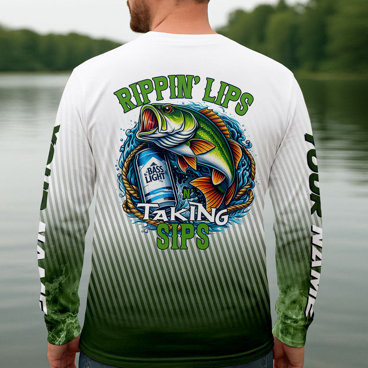 Rippin’ Lips & Takin’ Sips – Bass Fishing Shirt, Fishing UPF Shirts, Funny Fishing Shirt