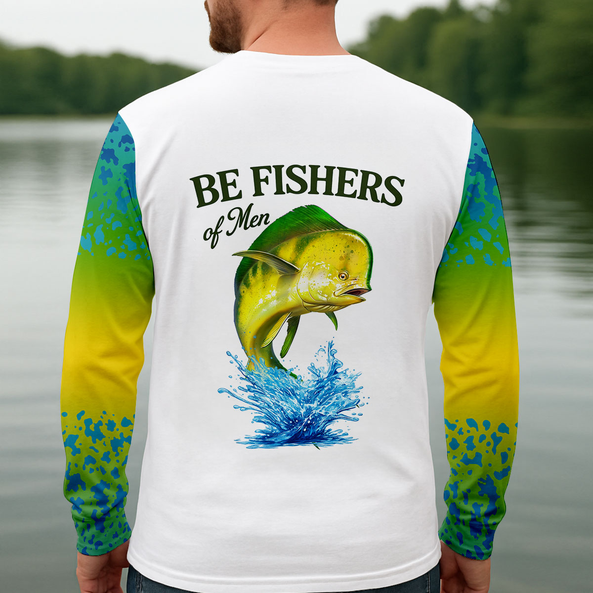 Personalized Christian Bass Fishing Shirt for Men, Be Fishers of Men UPF Fishing Shirt, Custom Name Fisherman Gift