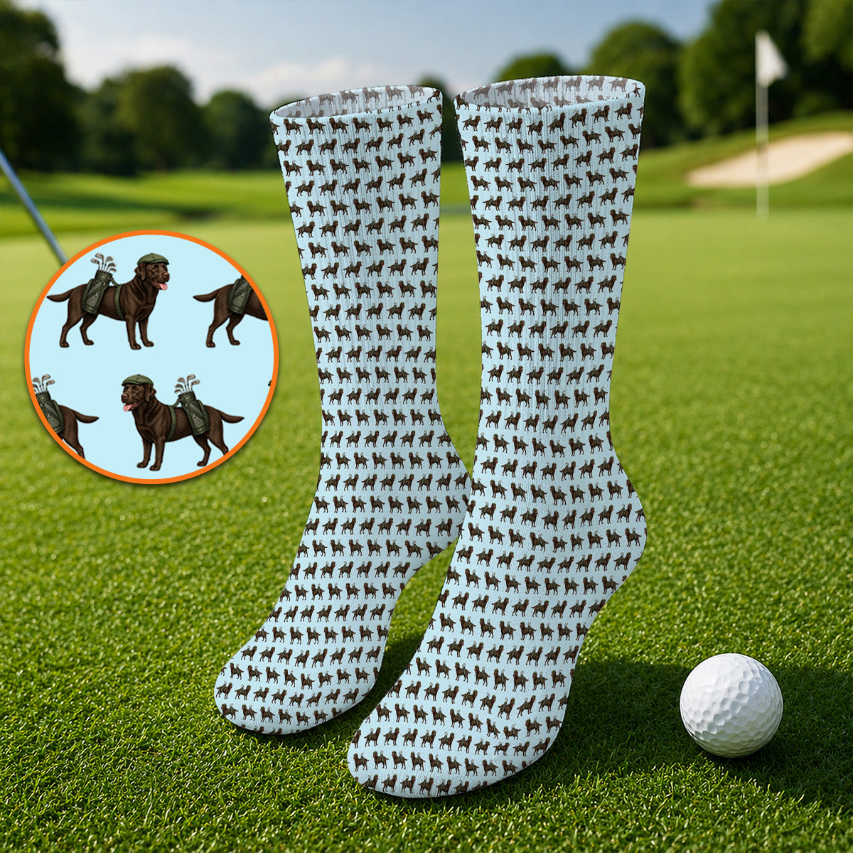 Chocolate Labrador Golf Crew Socks, Funny Dog Golf Socks, Labrador Lover Gift