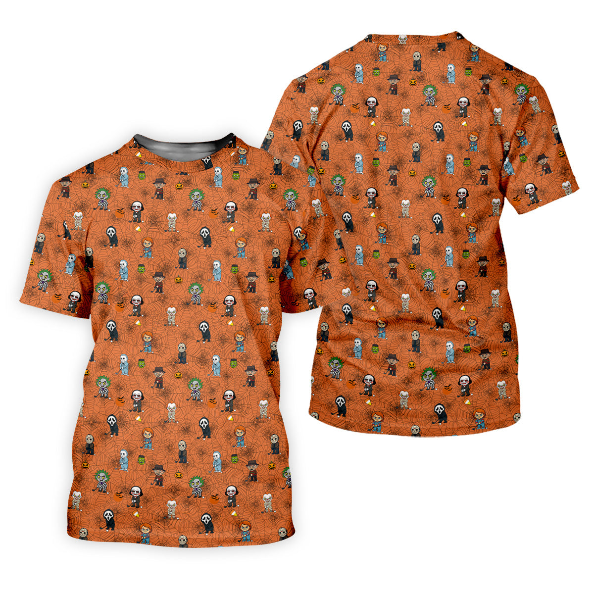 Funny Horror Character Orange Golf Polo ShirtHorror Movie Shirt, Halloween Golf Shirt, Womens Golf Polo