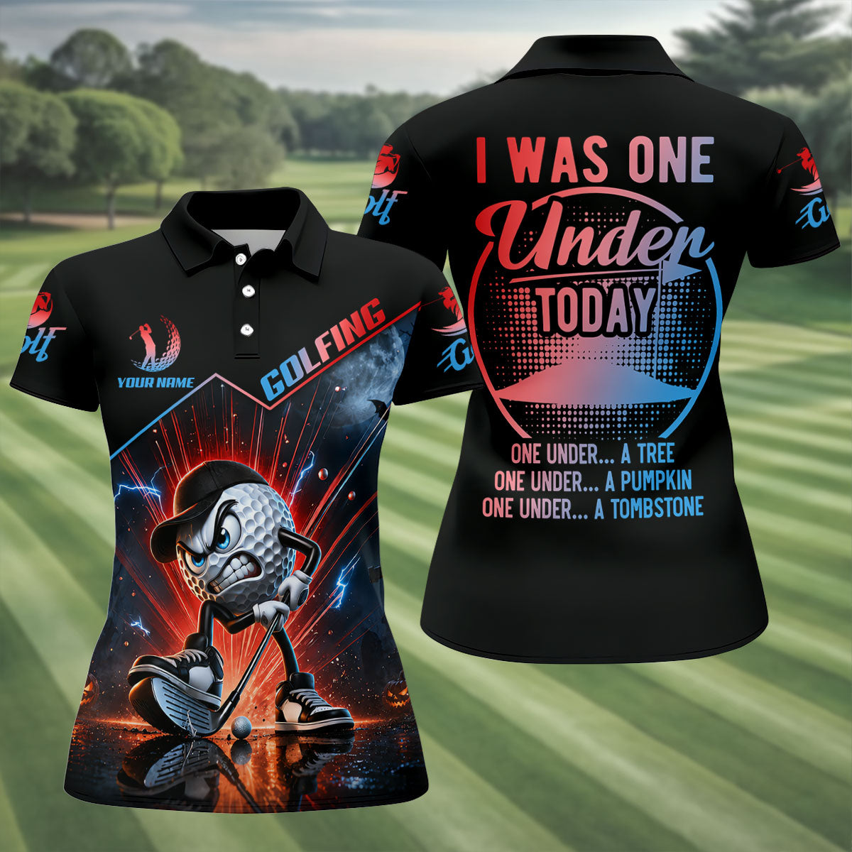 I Was One Under Today Funny Golf Ball Hawaiian Polo Shirt, Womens Golf Polo, Golf Apparel