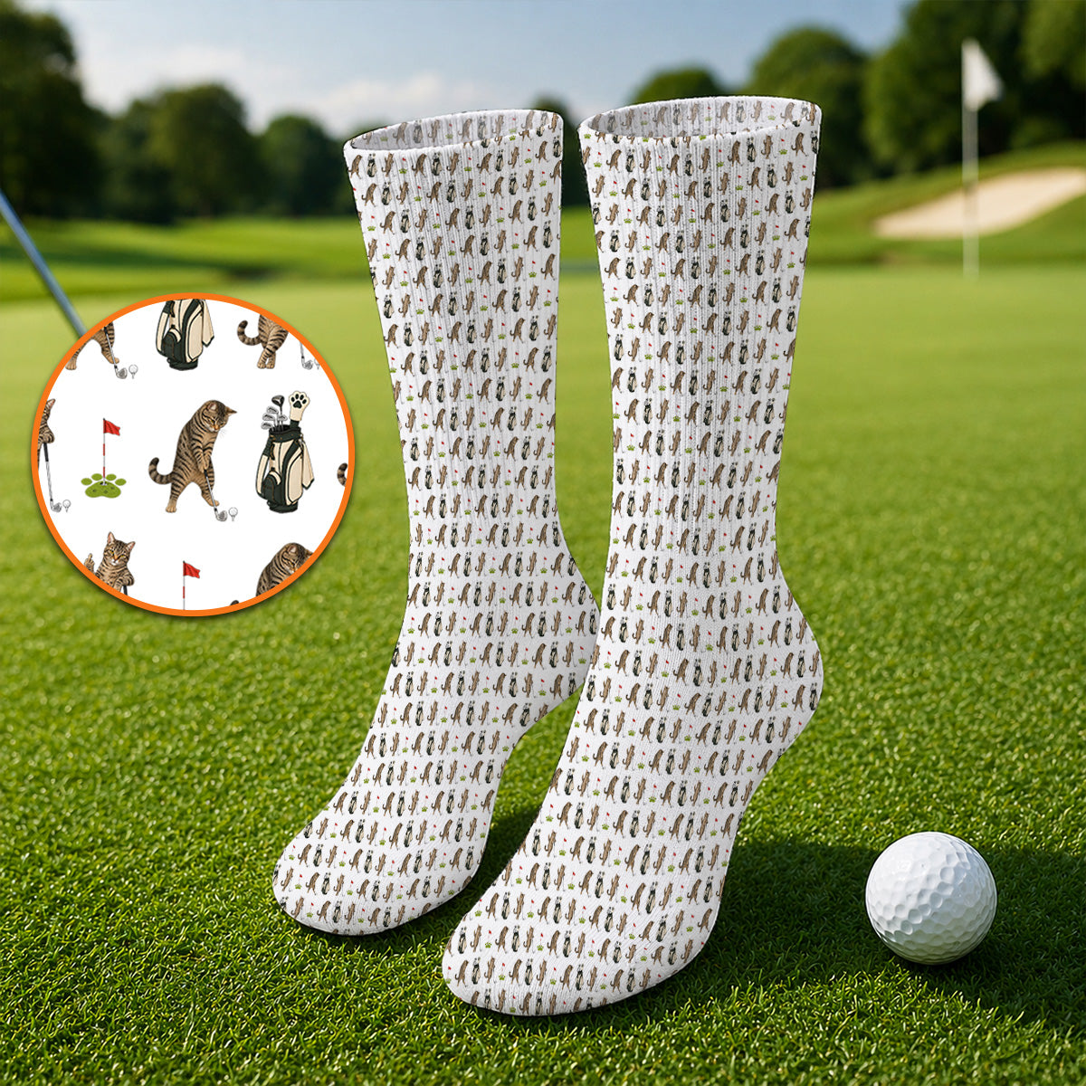 Funny Cat Golf Socks, Cats Pattern Golf Sock, Cat Lover Golf Gift