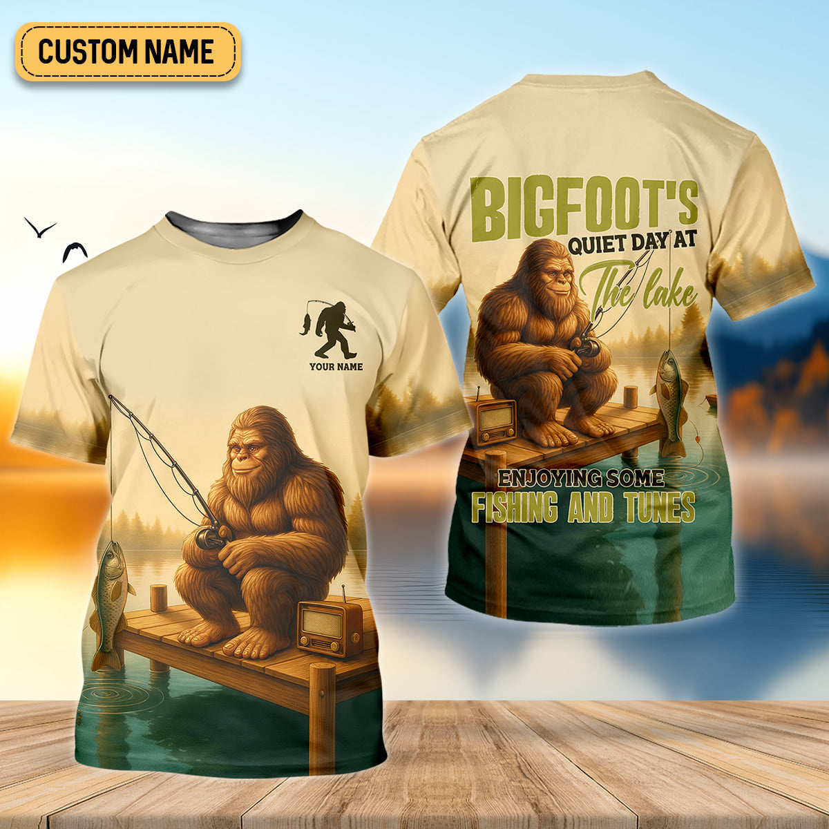 Bigfoot's Quiet Day At The Lake Fishing UPF Shirts, Funny Fishing Shirt, Presents For Fishermen