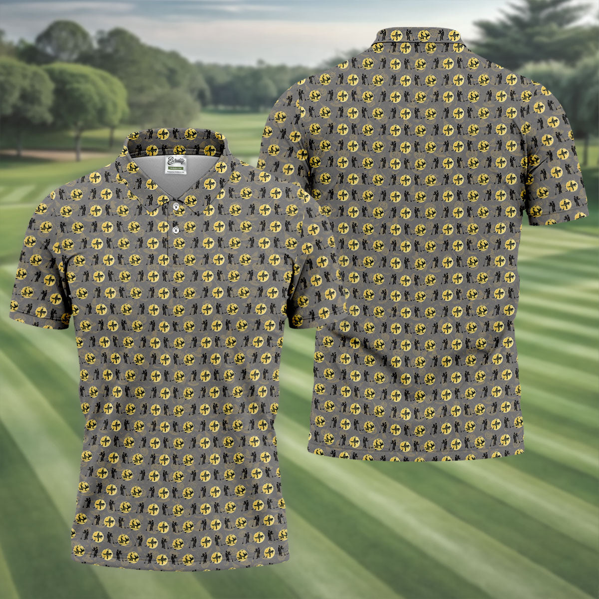 Halloween Horror Character Golf Pattern Polo Shirt, Men's Golf Shirt, Mens Golf Apparel