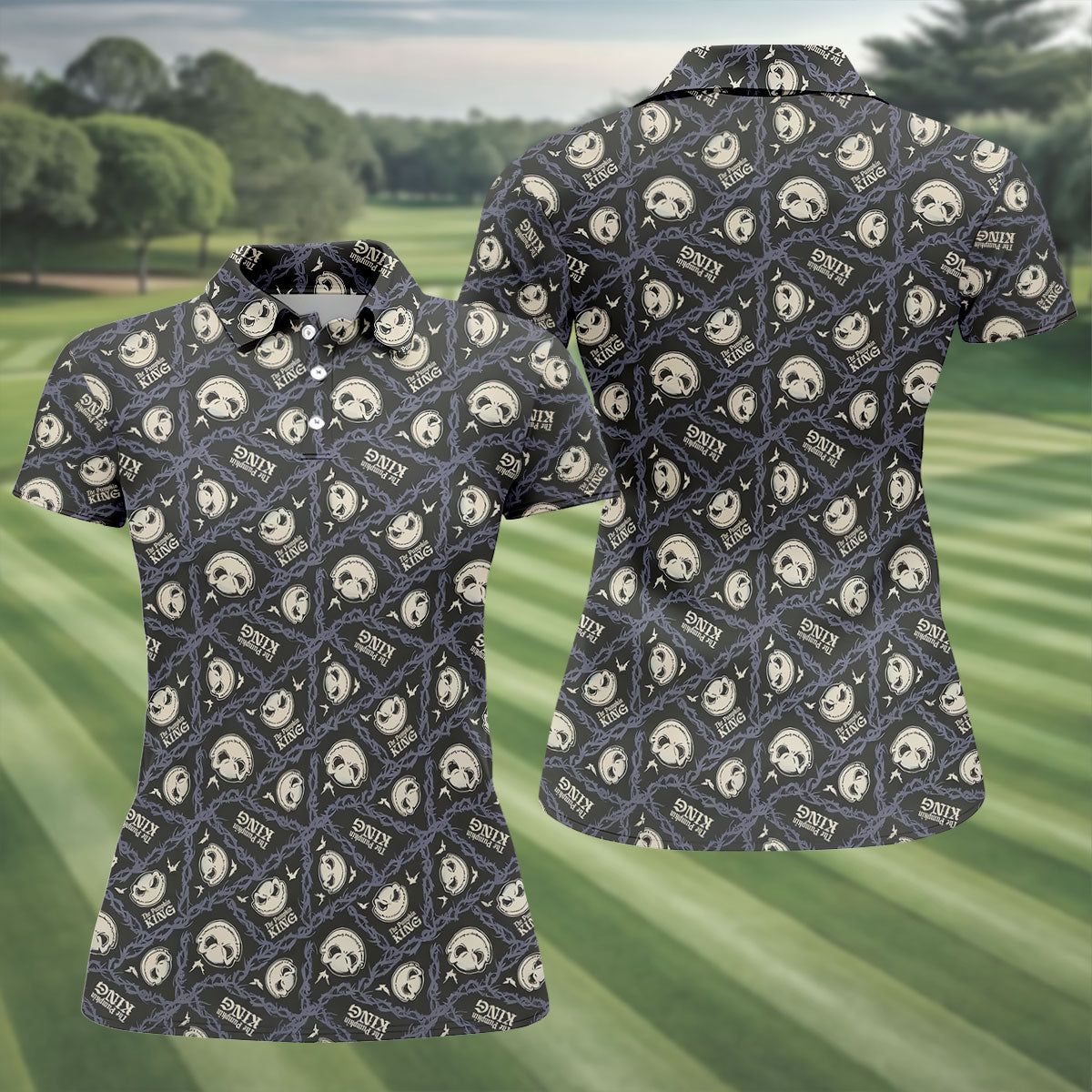 The Pumpkin King Horror Character Golf Polo Shirt, Horror Movie Shirt, Women's Golf Polo