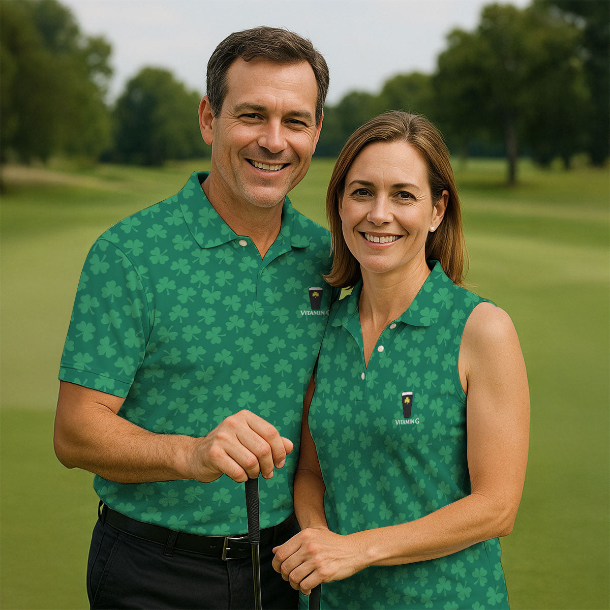 Vitamin G Shamrock Pattern Golf And Beer Green Golf Shirt, St Patrick's Day Golf Shirt, Women's Golf Shirts