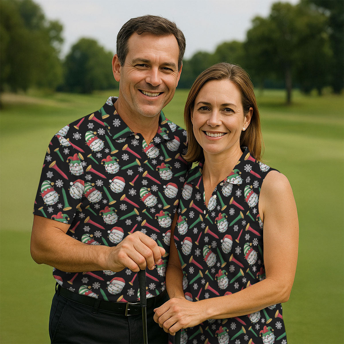 Funny Golf Ball Christmas Golf Shirt, Men's Funny Golf Shirts, Christmas Golf Gift, Golfing Apparel