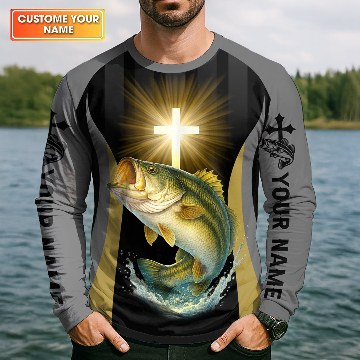 I’ve Got Fishing In My Veins And Jesus In My Heart, Bass Fishing Shirts, SPF Long Sleeve Shirts, Fishing Shirts For Men