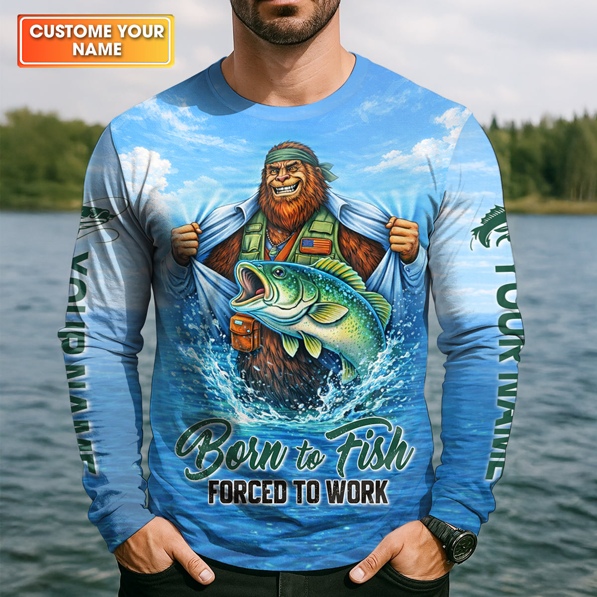 I’d Rather Be Caught Fishing Than Working Fishing UPF Shirts, Bigfoot Fishing Shirt, Funny Fishing Shirt