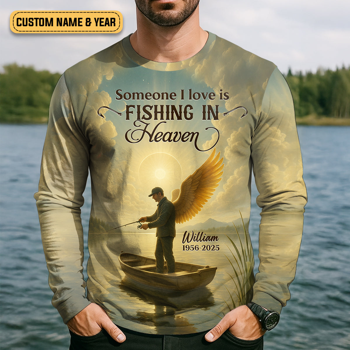 Fishing In Heaven Fishing UPF Shirts, Fishing Memorial Presents For Fishermen, Fishing Shirts For Men