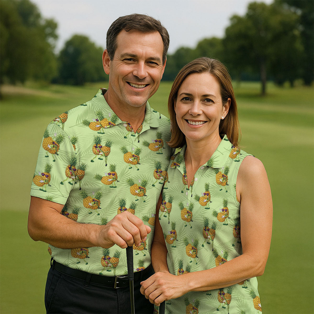 Pineapple Couple Naughty Position Fun Women's Golf Shirts, Valentines Golf Gift, Ladies Golf Polos