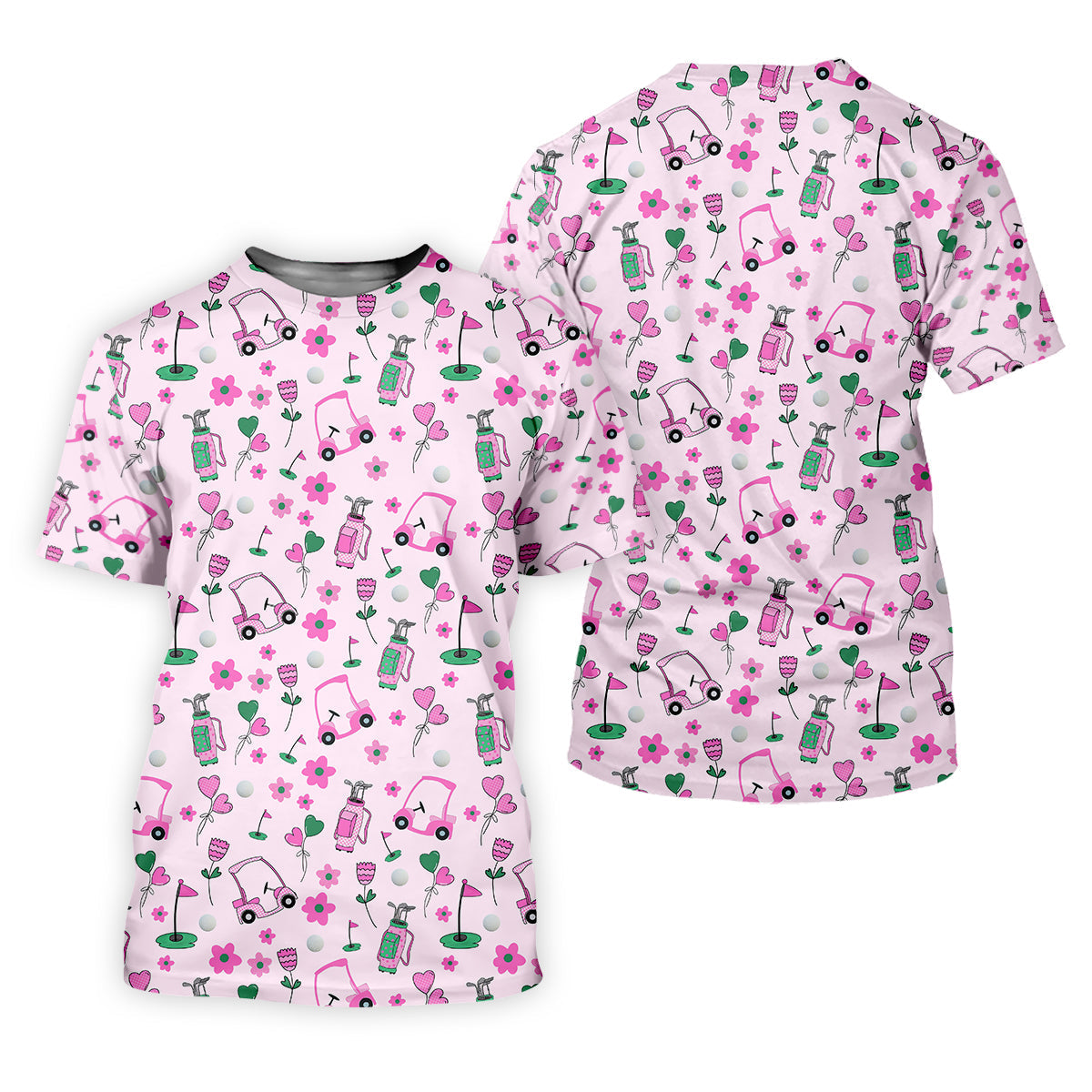 Seamless Pink Green Funny Womens Golf Polo ShirtLadies Golf Shirt, Mothers Day Gifts