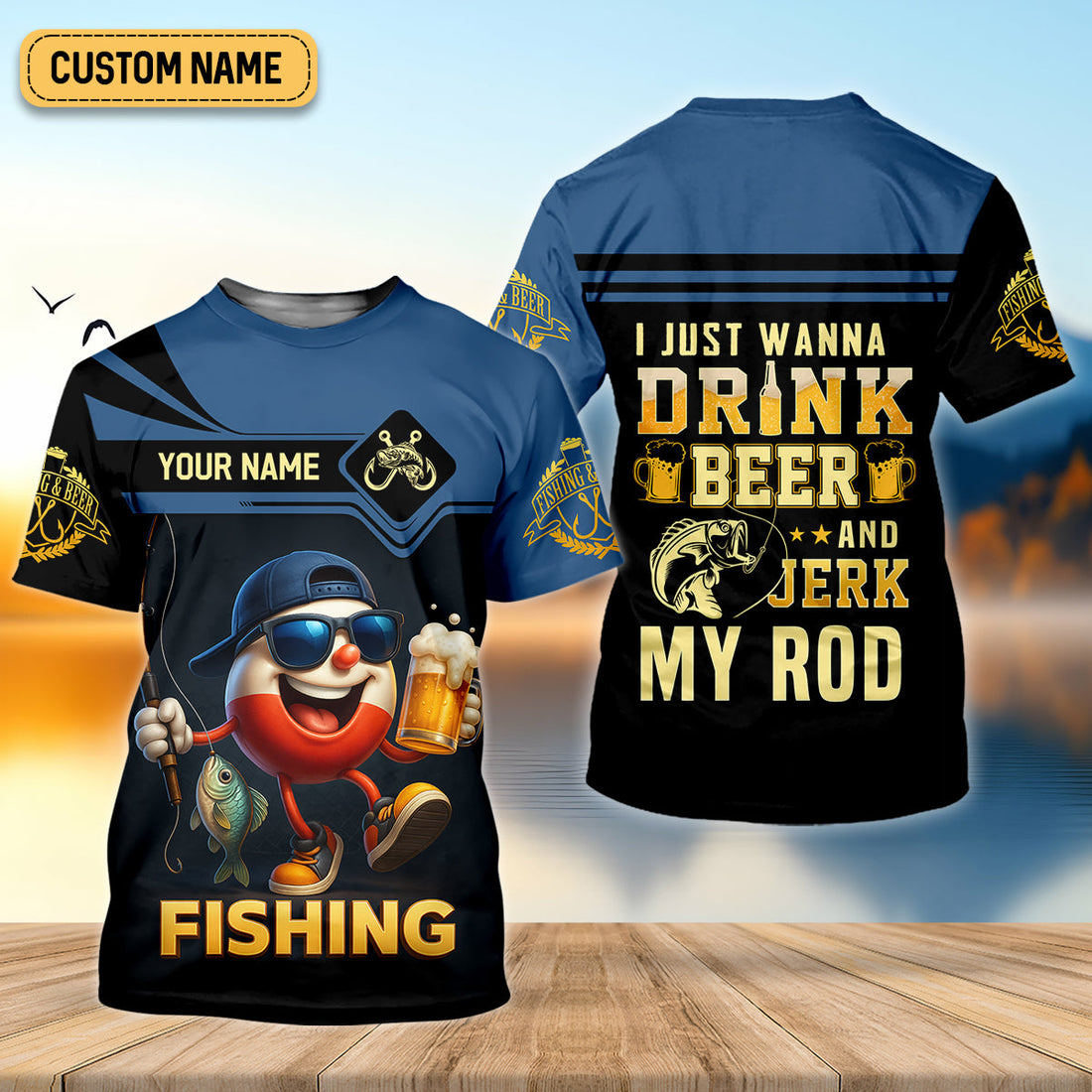 I Just Wanna Drink Beer And Jerk My Rod SPF Shirts, Fishing Shirts For Men, Funny Fisherman Gift