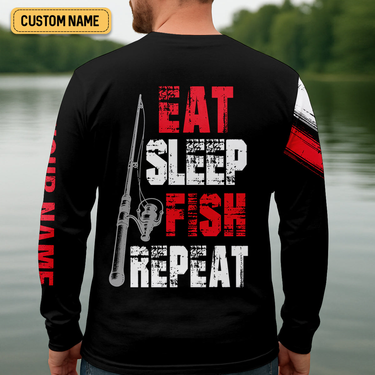 Eat Sleep Fish Repeat Water Splash Fishing UPF Shirts, Fisherman Gift, Fishing Shirts For Men