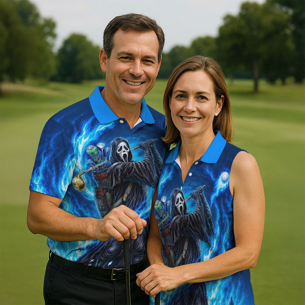 Hello Darkness Flame Horror Character Polo Shirt, Mens Polo Shirts, Men's Golf Shirt