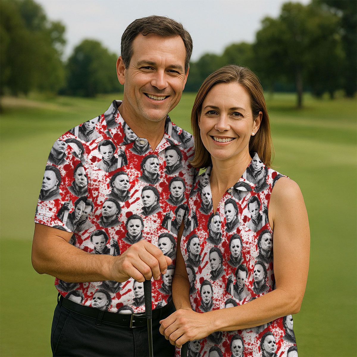 Halloween Masked Horror Character Polo Shirt, Mens Polo Shirts, Mens Golf Apparel