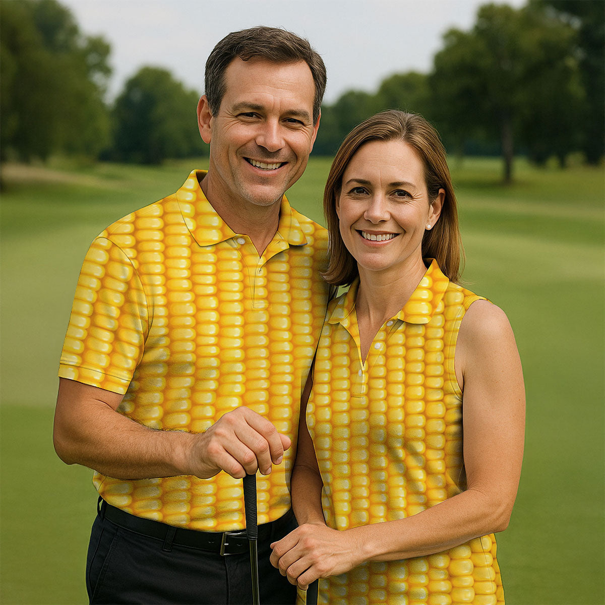 Realistic Sweet Corn Cob Print Design Hawaiian Golf Shirt, Golf Shirts For Men, Polo Shirts For Men