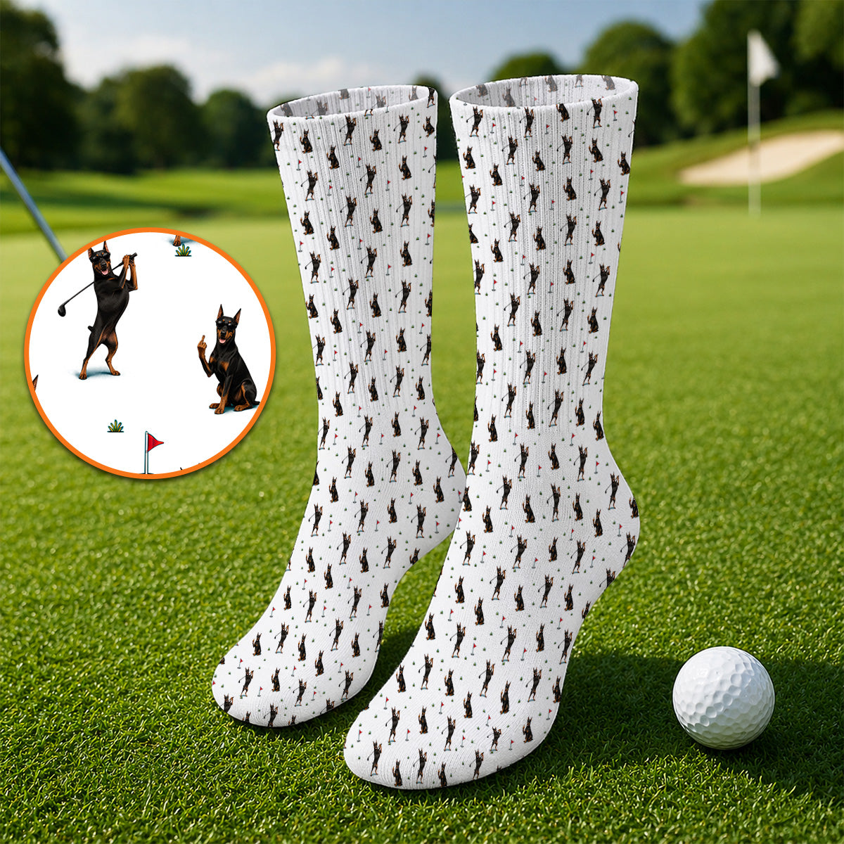 Doberman Golf Towle, Doberman Pattern Golf Towels, Crazy Golf Gift For Men