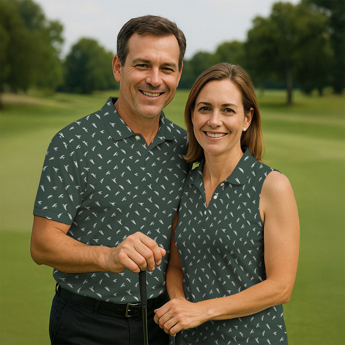 Naughty Position Dark Green Fun Women's Golf Shirts, Valentines Golf Gift, Ladies Golf Polos