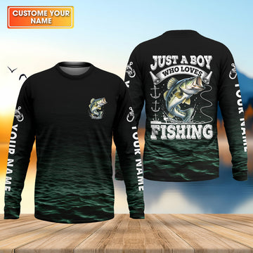 Just A Boy Who Loves Fishing Funny Fishing Shirt, Fishing UPF Shirts, Fishing Shirts For Men