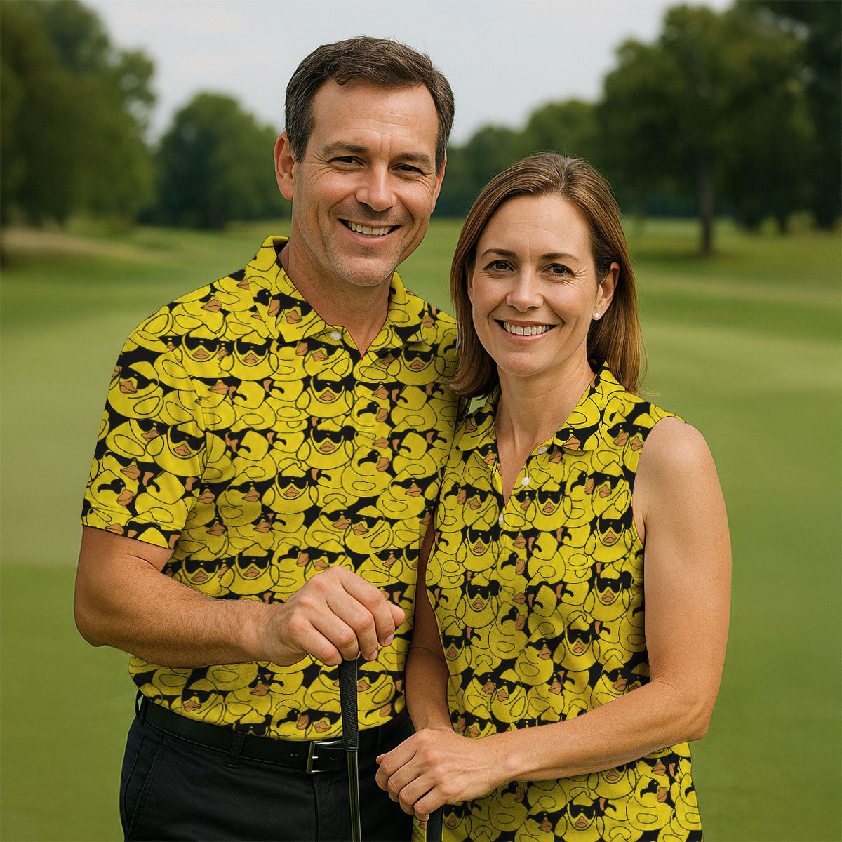 Yellow Sunglasses Rubber Duck Hawaiian Golf Shirt, Hawaiian Golf Shirt, Mens Golf Shirts, Golf Apparel For Men