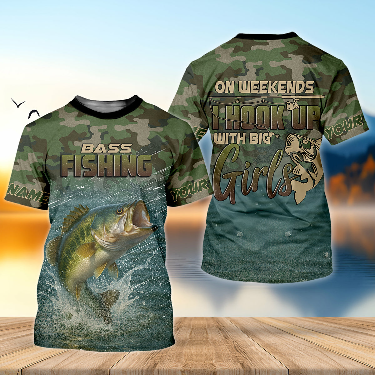 On Weekends I Hook Up With Big Girls Camo Bass Fishing Shirt, Fish Shirt Funny, Women Fishing Shirt
