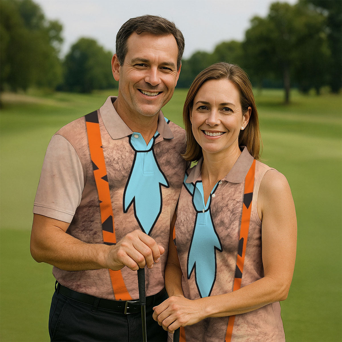 Funny Hairy Chest And Tie Halloween Costume Polo Shirt, Mens Golf Polo, Golf Apparel