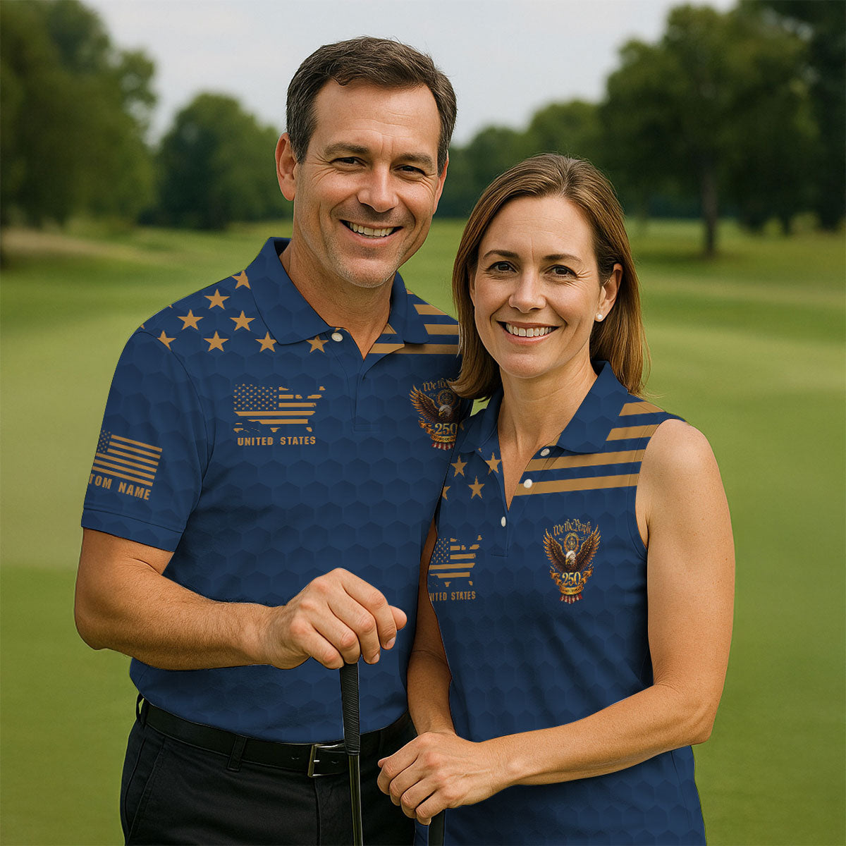 Navy Veteran We The People 250 Years Of Free 4th Of July Golf Shirt, Women's Golf Tops