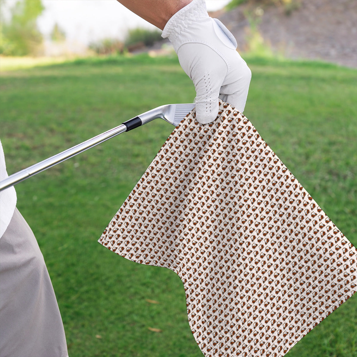 Fall Pattern Golf Towel, Autumn Golf Cart Towels, Funny Golf Gift For Golfer