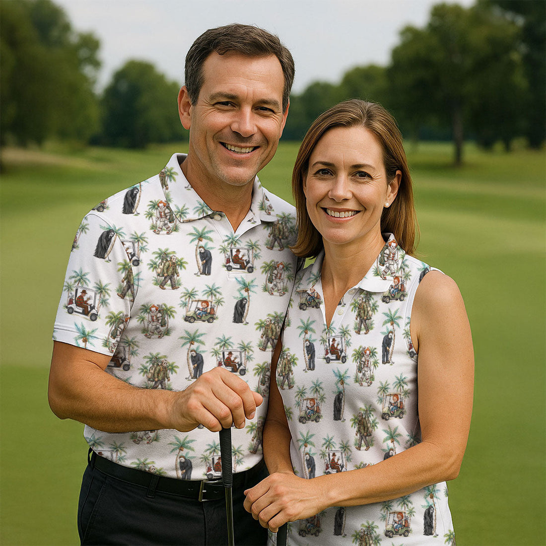 Tropical Horror Character Halloween Golf Shirt, Printed Golf Shirts, Golf Apparel For Men