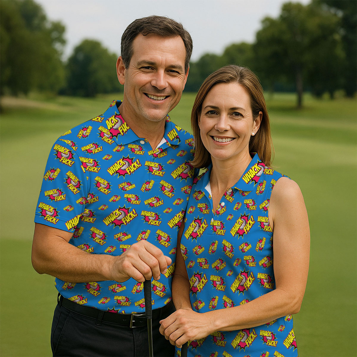Funny Whack F*ck Comic Golf Ball Polo Shirt, Golf Shirts For Women, Women’s Golf Apparel