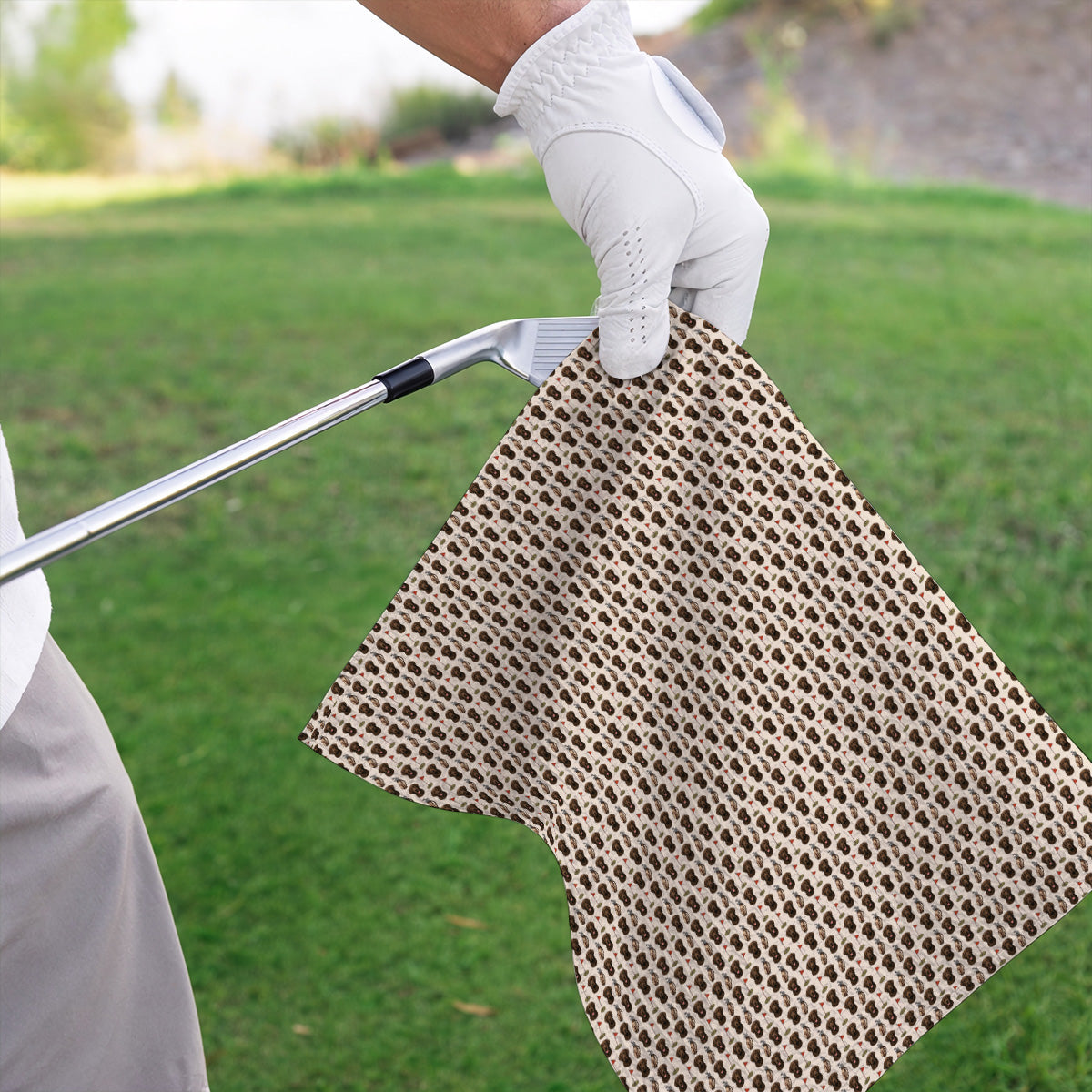 Chocolate Labrador Retriever Golf Towel, Funny Chocolate Lab Pattern Golf Towels, Dog Lover Golf Shirt