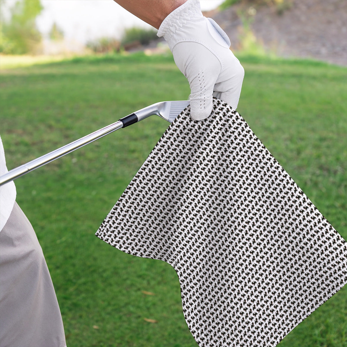 Black French Bulldog Golf Towel, Frenchie Pattern Golf Towels, Funny Dog Dad Gift