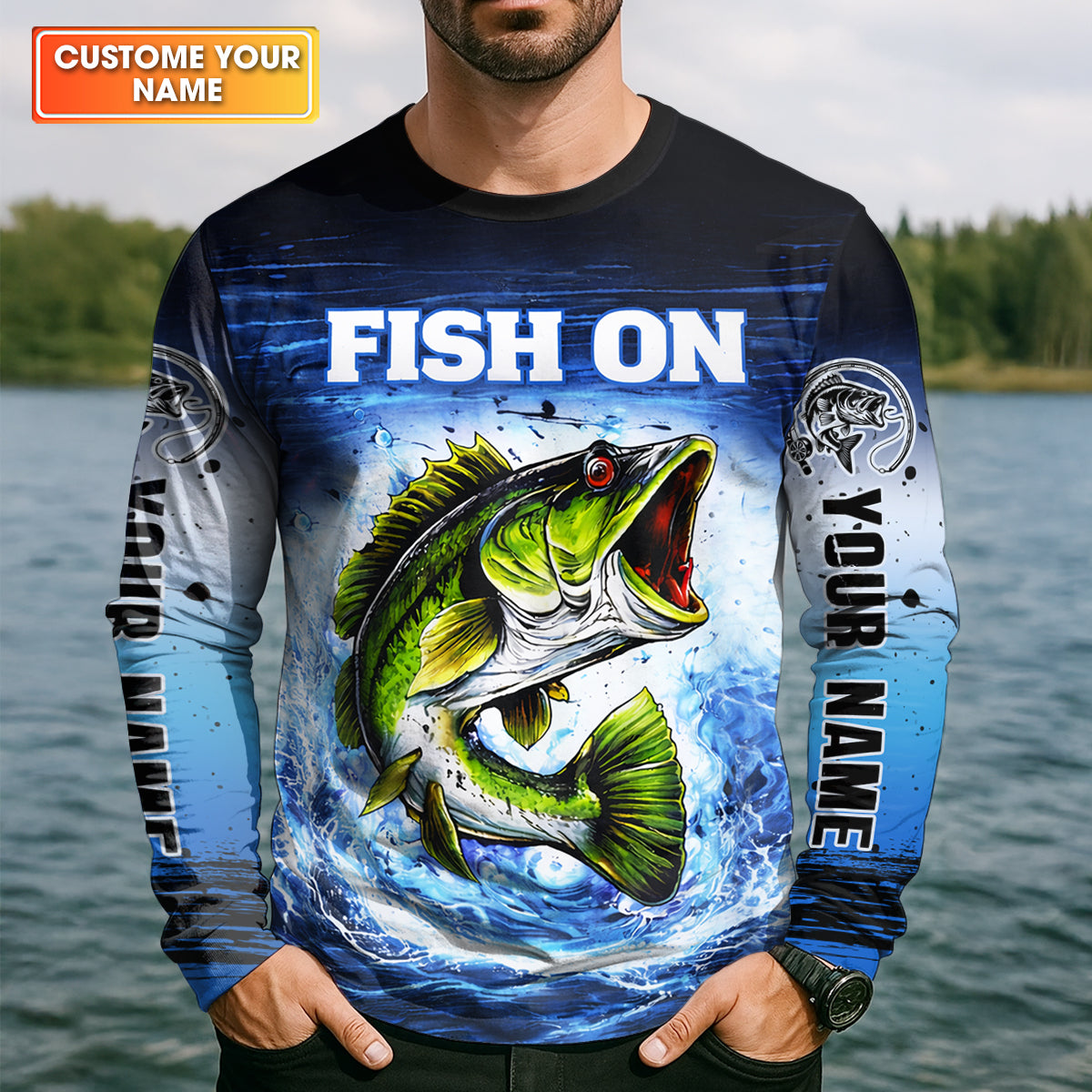 Fishing Is My Therapy Fishing UPF Shirt, Fish On, Personalized Fishing Shirt For Men, Mens Casual Shirts