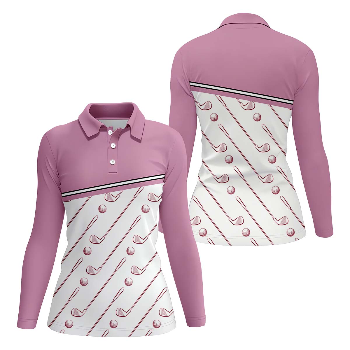 Pink Womens Golf Polo ShirtGolfing Apparel, Womens Golf Gifts