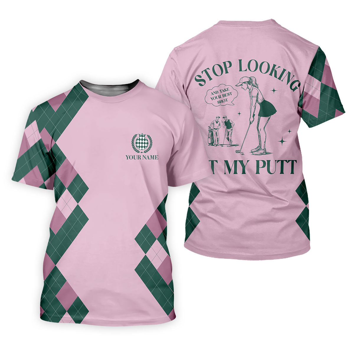 Stop Looking At My Putt Custom Sleeveless Womens Golf Polo Shirt Funny Golf Shirts For Ladies