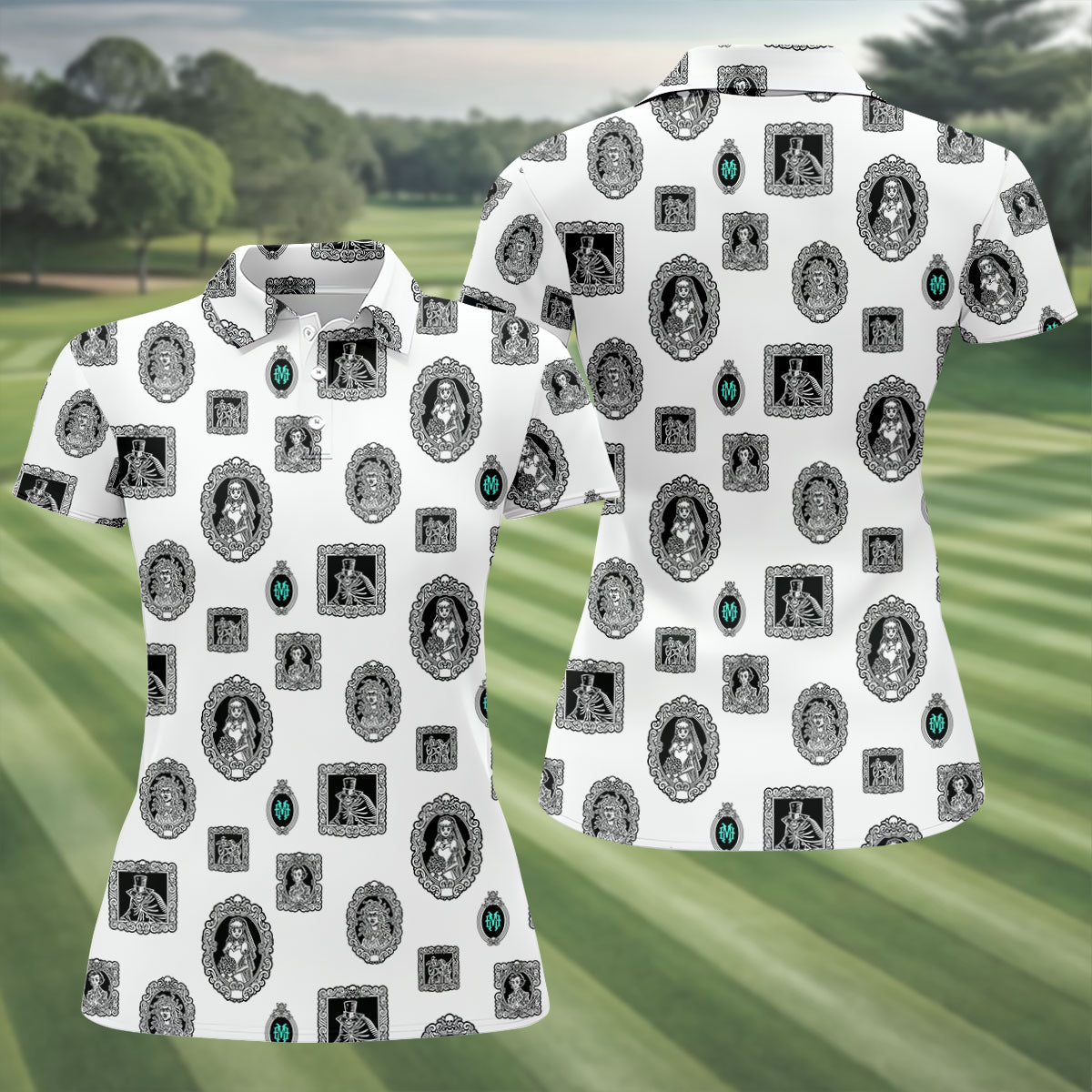 Gothic Portrait Halloween Horror Character Polo Shirt, Golf Shirt, Golf Shirts For Women