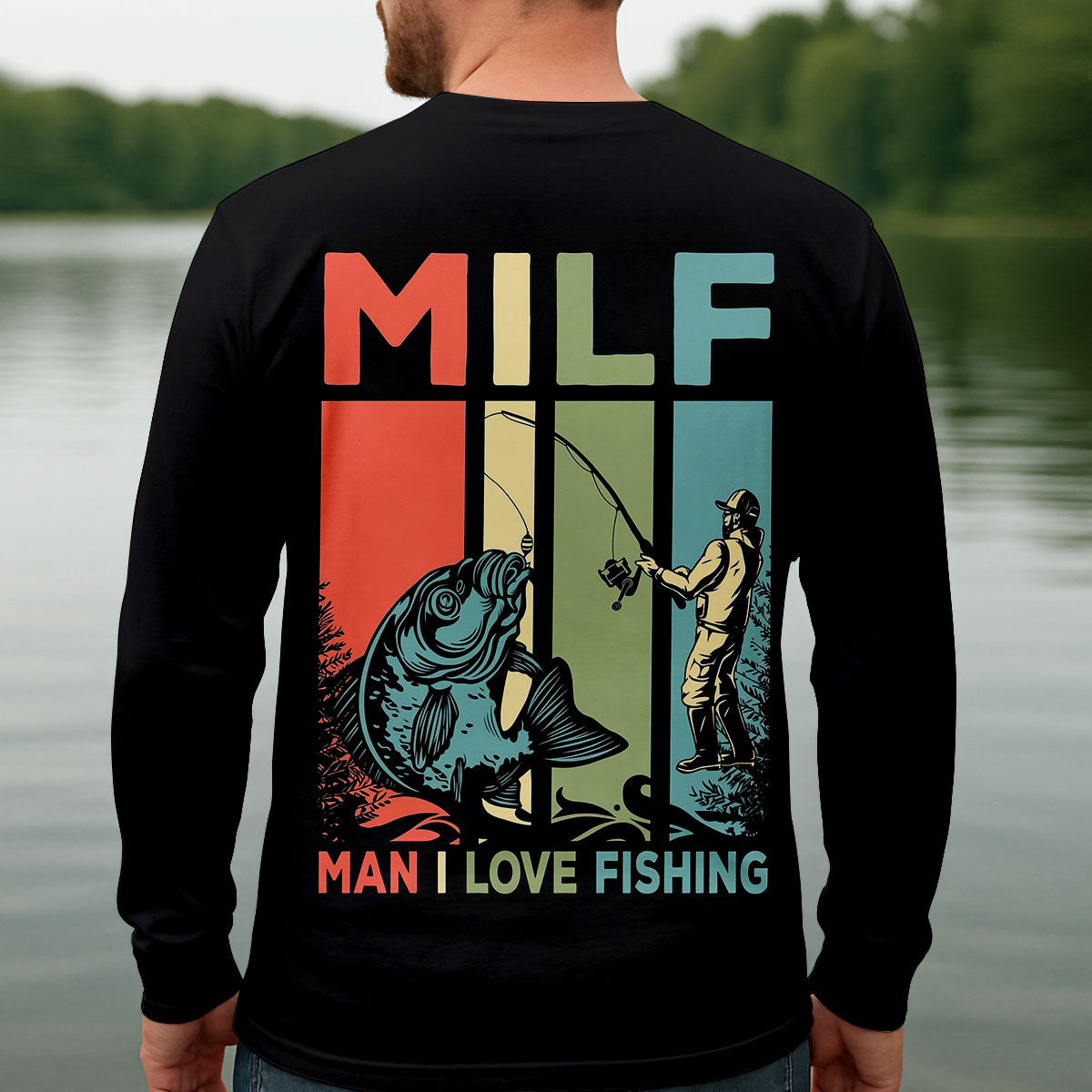 MILF Man I Love Fish Faith Cross Funny Fishing Shirt, Fishing UPF Shirts, Fishing Shirts For Men