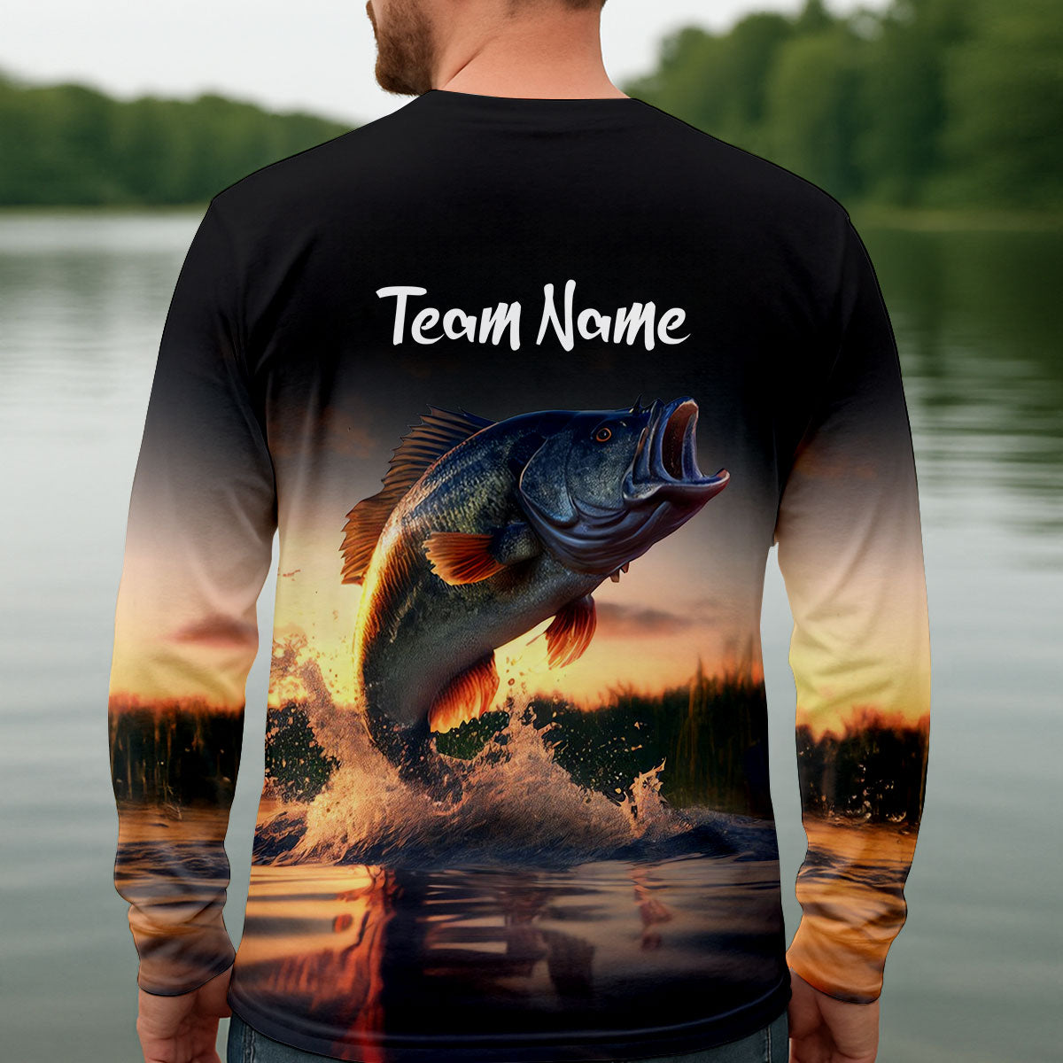Largemouth Bass Fishing Performance Fishing Shirts, Fishing UPF Shirts, Fishing Shirts For Men