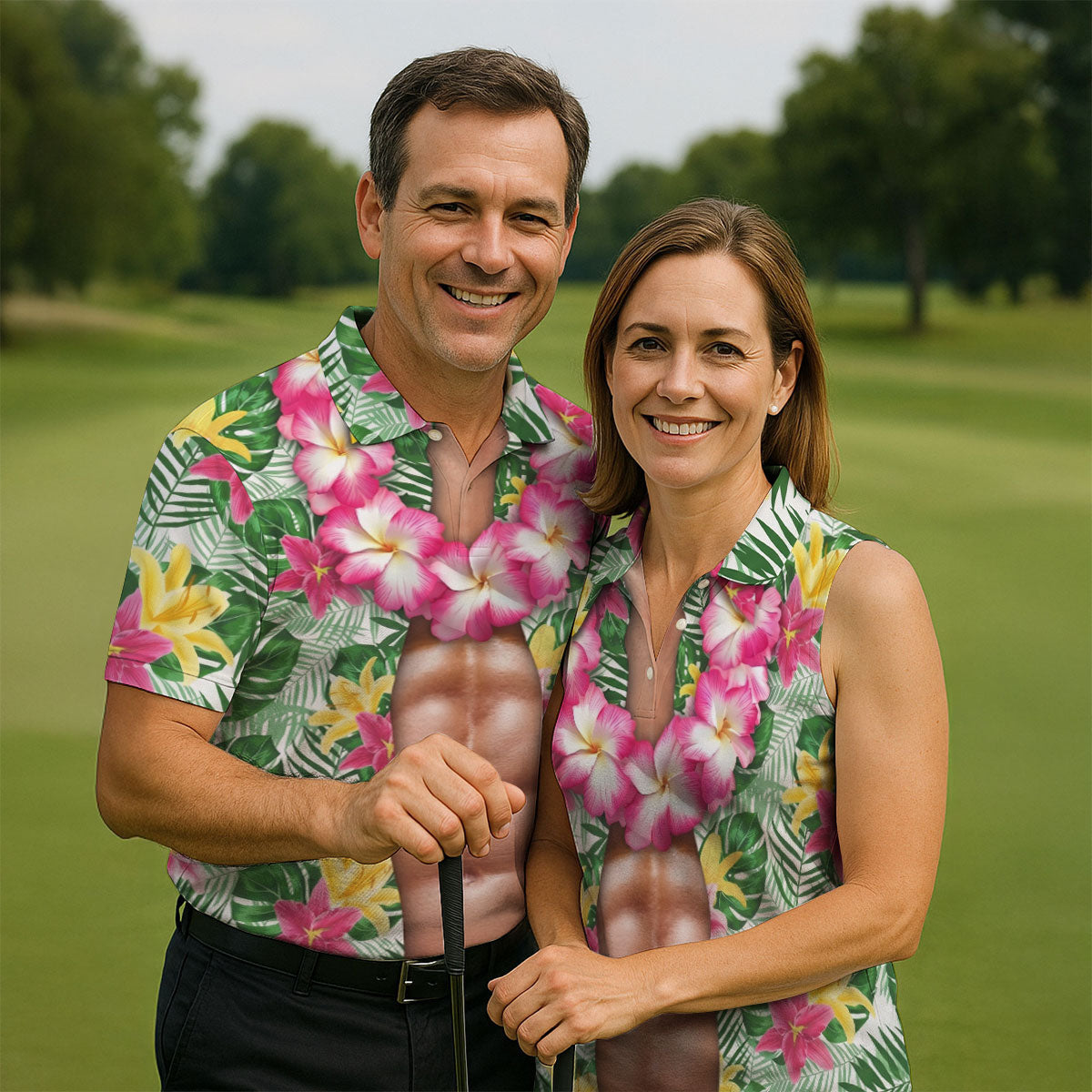 Muscle Costume Hawaiian Golf Shirt, Men's Funny Golf Shirts, Polo Shirts For Men