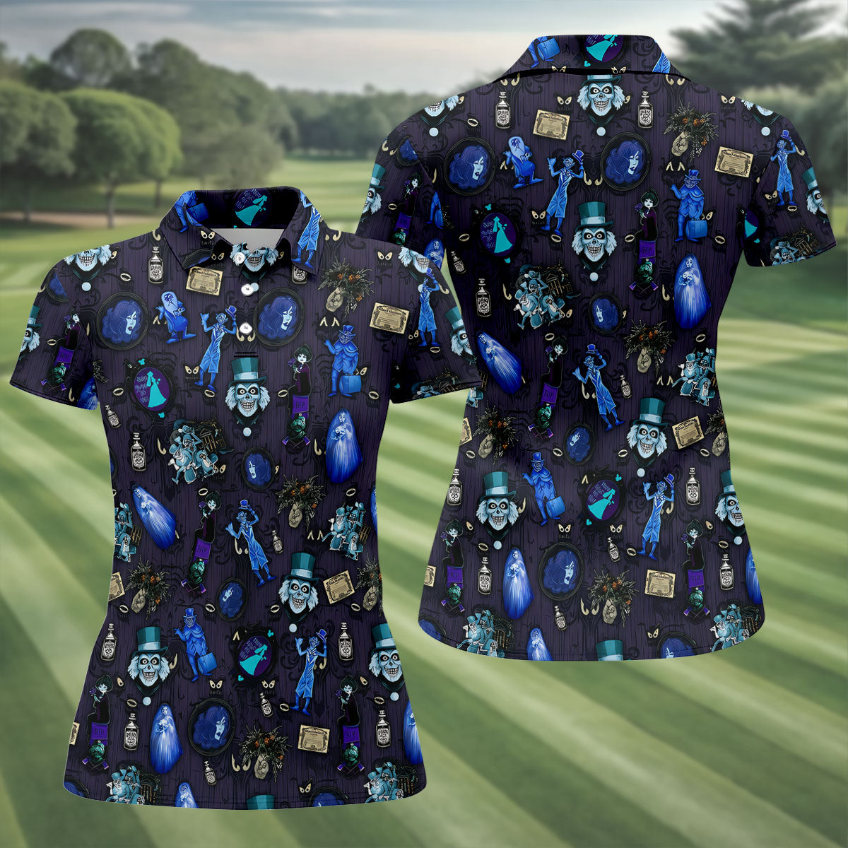 Haunted House Horror Character Golf Polo Shirt, Horror Movie Shirt, Women's Golf Polo