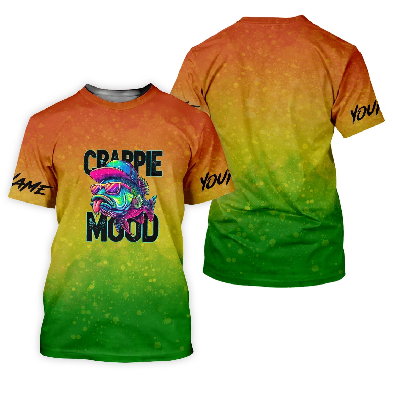 Crappie Mood Green Yellow Orange Fishing UPF Shirts, Funny Fishing Shirt, Gift For Fisherman