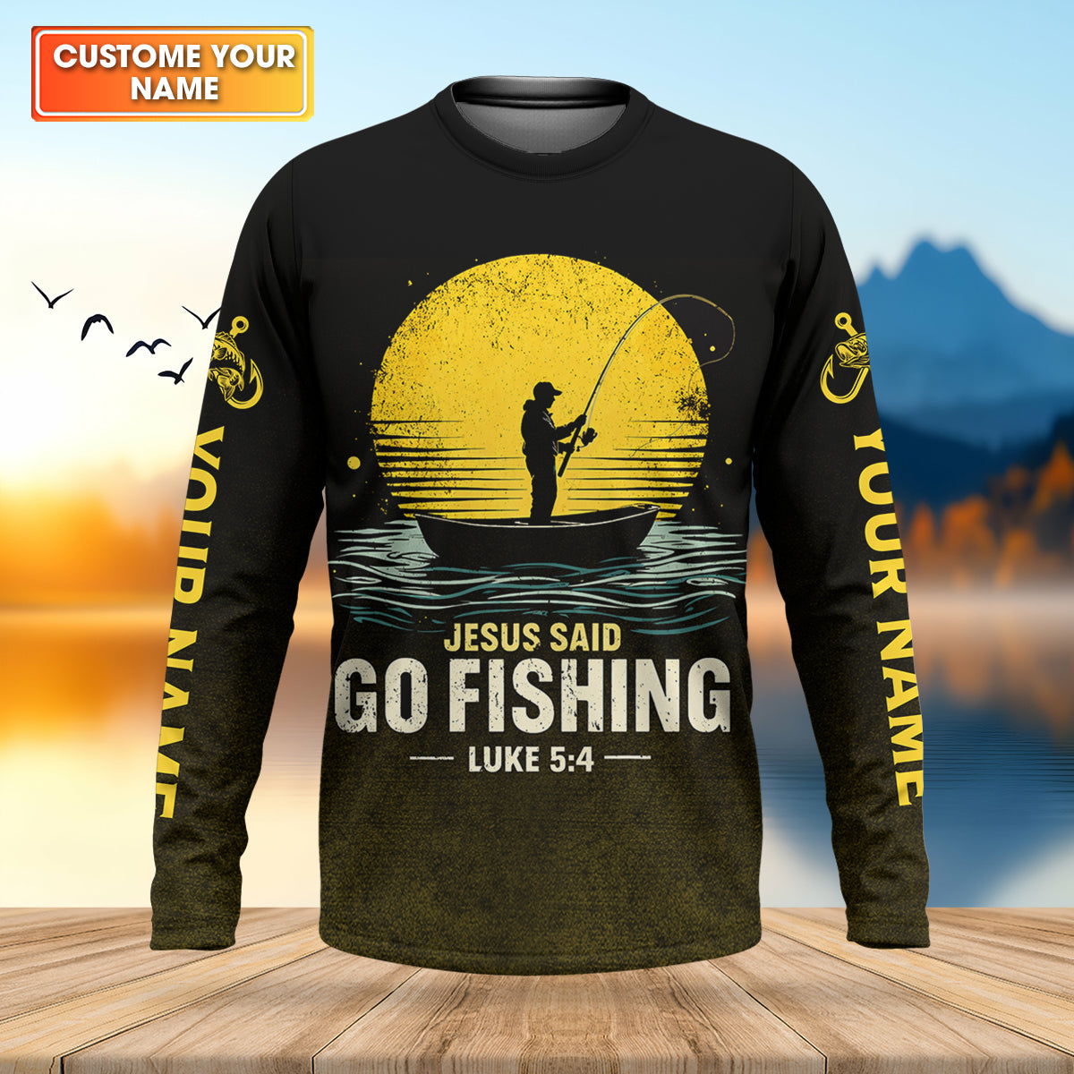 Jesus Said Go Fishing Bible Fishermen Christian Fishing UPF Shirts, Fishing Shirts For Men, Fisherman Gift