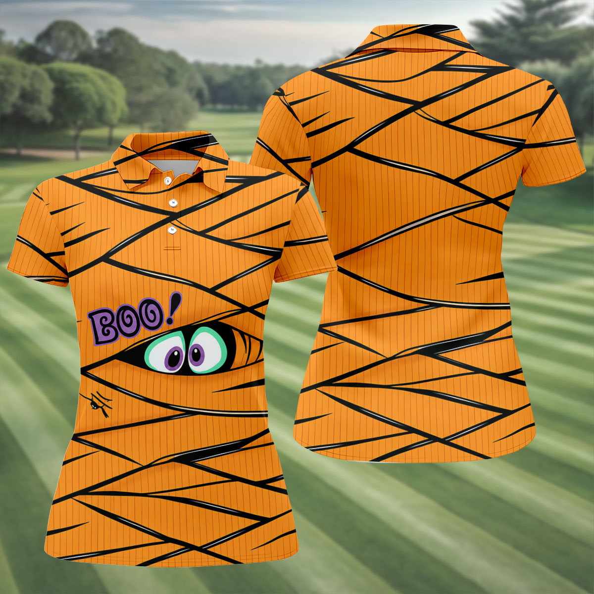 Boo Mummy Halloween Horror Character Polo Shirt, Ladies Golf Shirts, Golf Shirts For Women