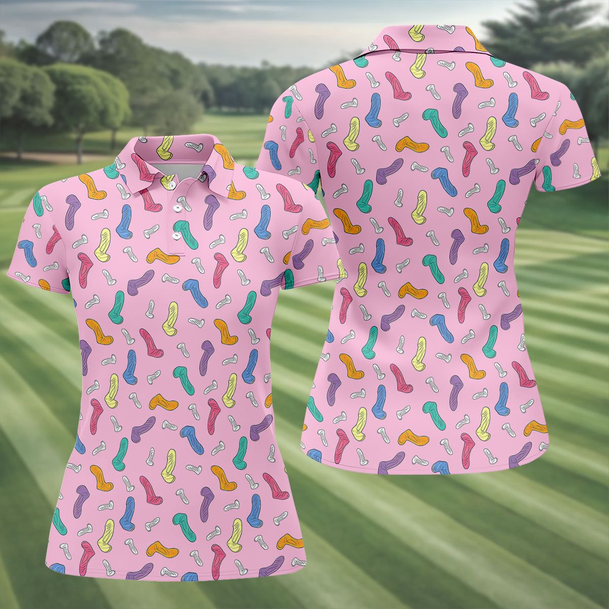 Funny Adult Novelty Pink Pattern Golf Shirt, Ladies Golf Tops, Women’s Golf Apparel