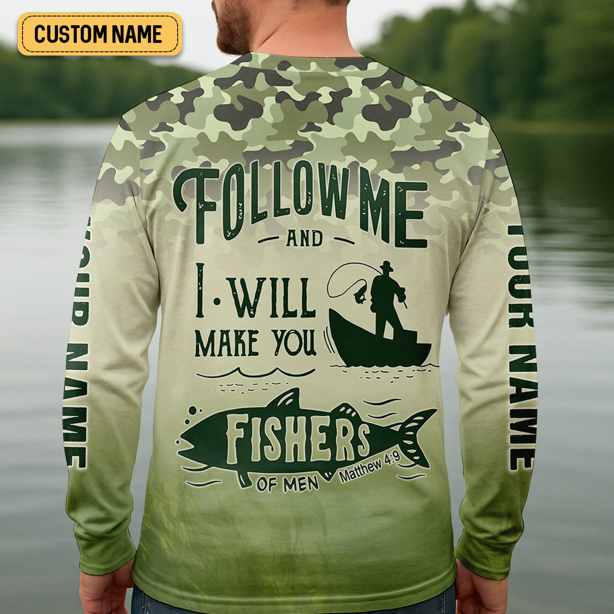 I Will Make You Fishers Of Men Camouflage Fishing Shirts, Fishing UPF Shirts, Christian Fishing Shirts For Men