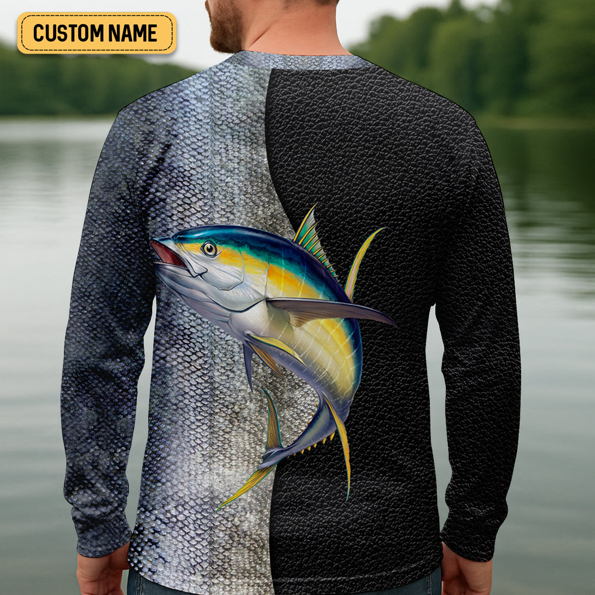 Tuna Fishing Saltwater Custom Name UPF Shirts, Tournament Fishing Shirts, Men's Fishing Shirt