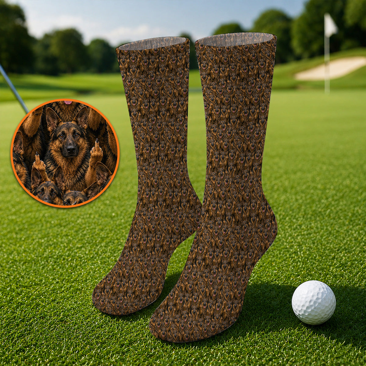 German Shepherd Pattern Golf Socks, Funny German Shepherd Sock, Dog Lover Golf Gift