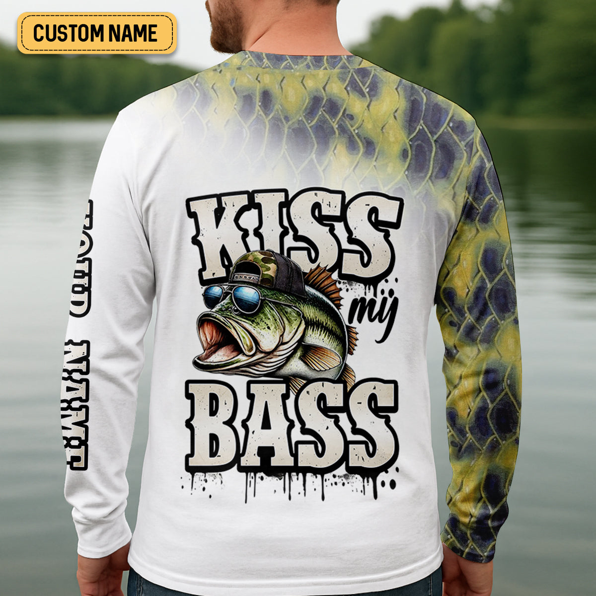 Basshole Kiss My Bass Fishing UPF Shirts, Funny Fishing Shirt, Fishing Shirts For Men